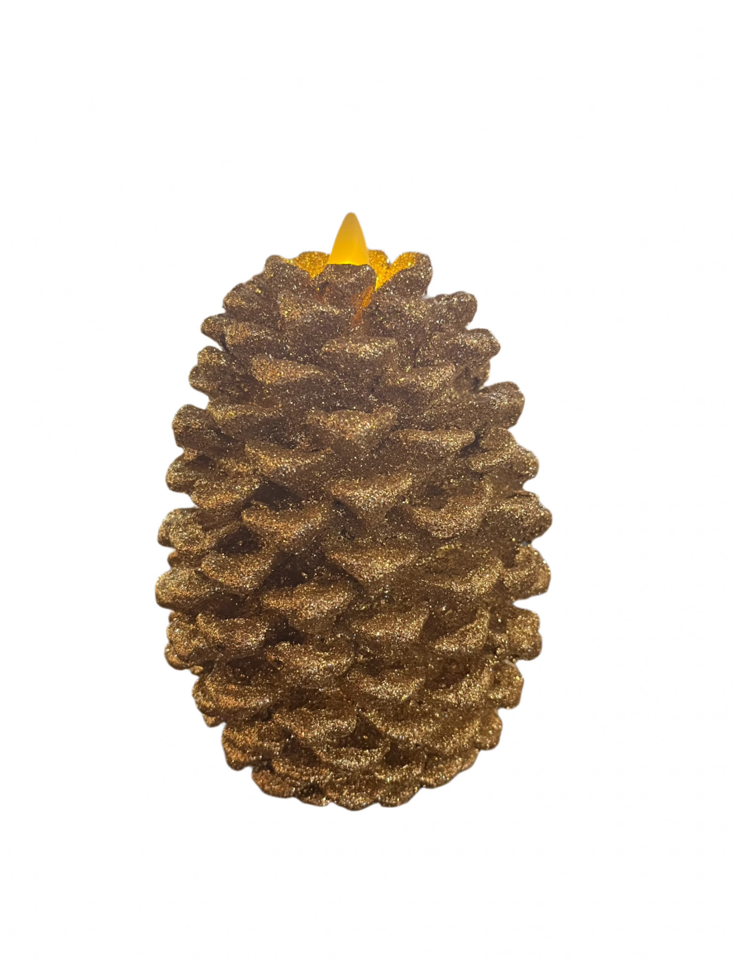 Champagne Wax Glittered Pinecone Indoor Candle