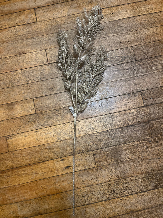 30” Champagne Glittered Cedar Pine w/Pinecones-54546A