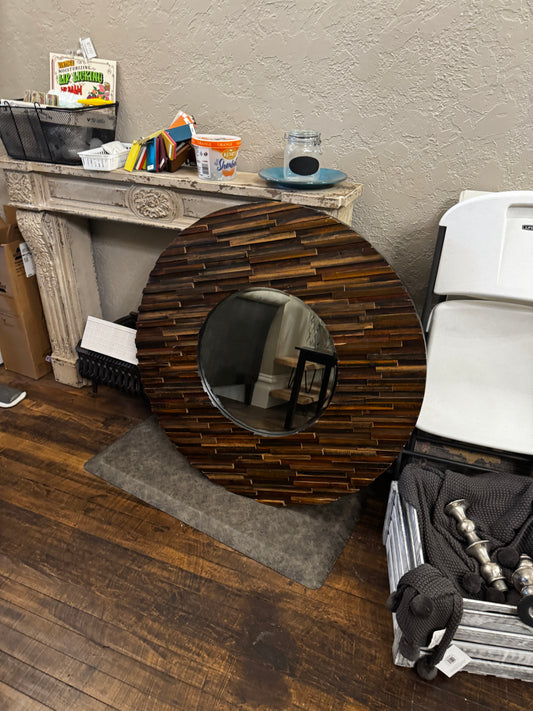 Round Wooden Mirror