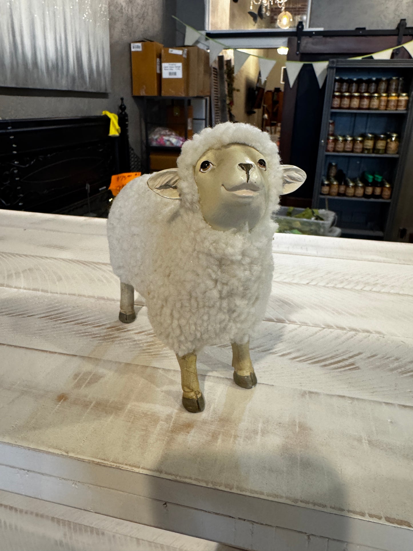 Resin Sheep With Fur
