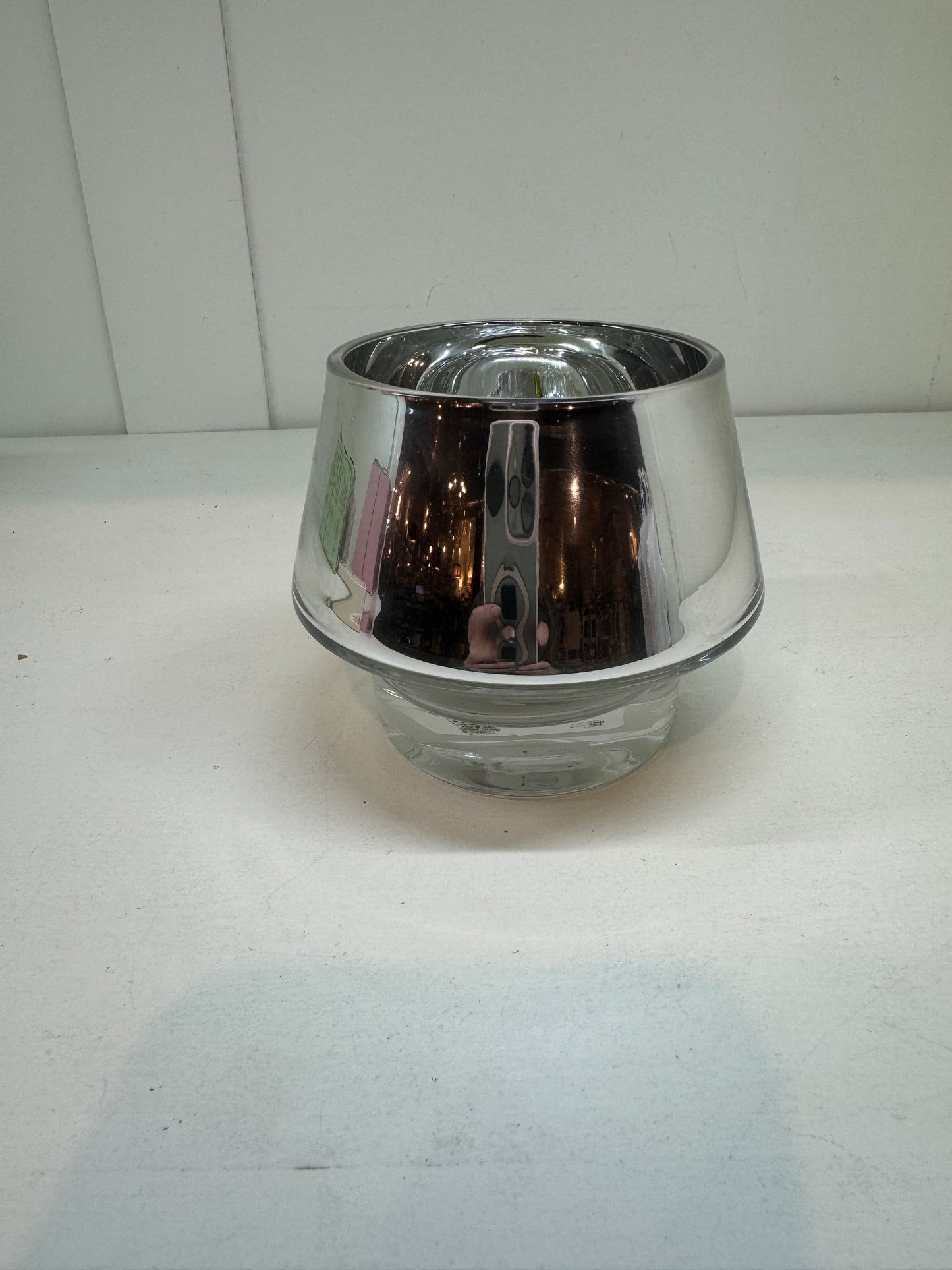 Silver Footed Metallic Votive Holder