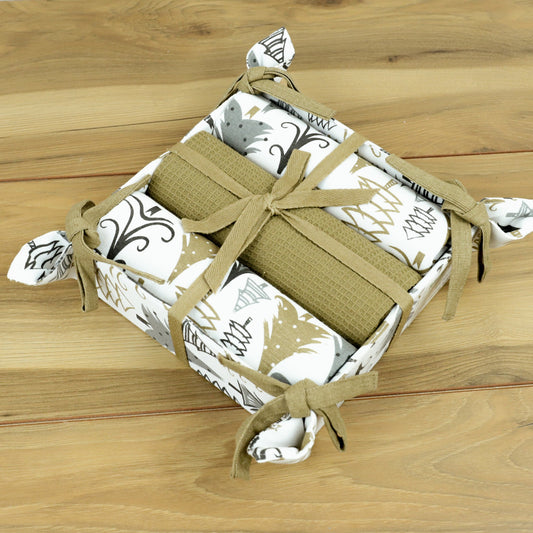 Gold & White Tree Towel Gift Set