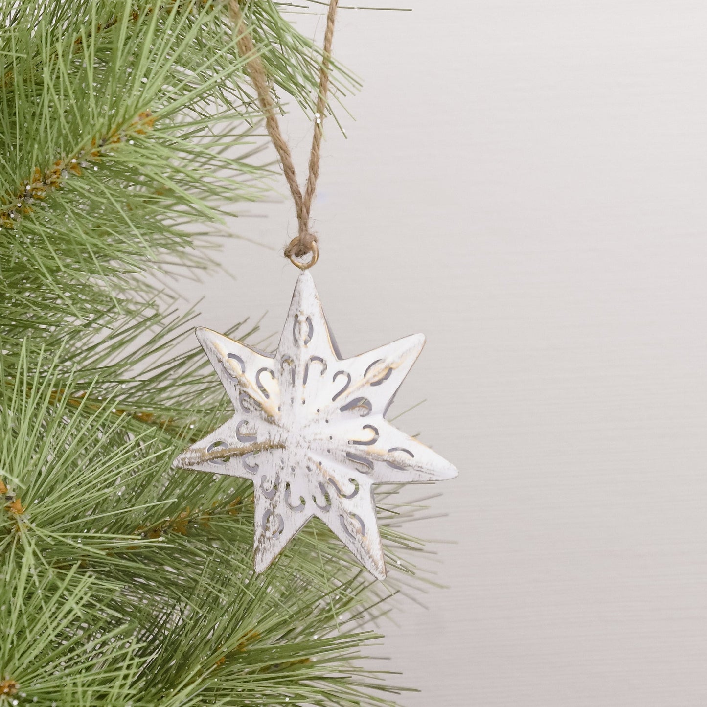 White Gold Star Ornament