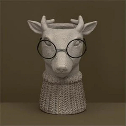 8.5" Deer w/Glasses Vase
