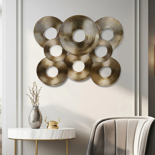 33 in. Iron Round Gold Discs Wall Decor