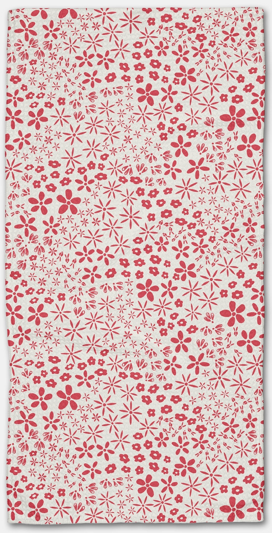 Red Fields of Flowers Bar Towel