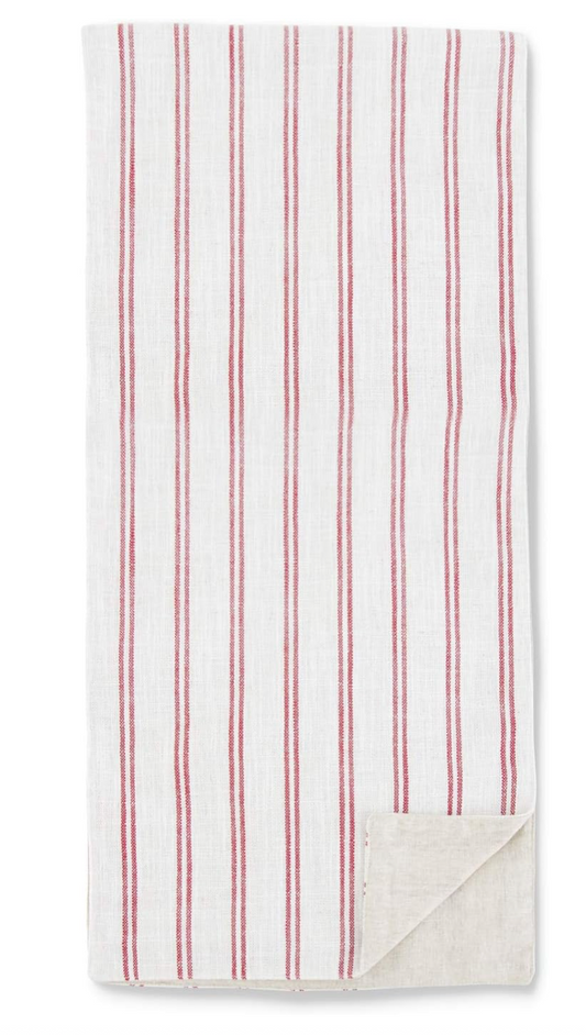 70" Cream with Red Stripped Table Runner