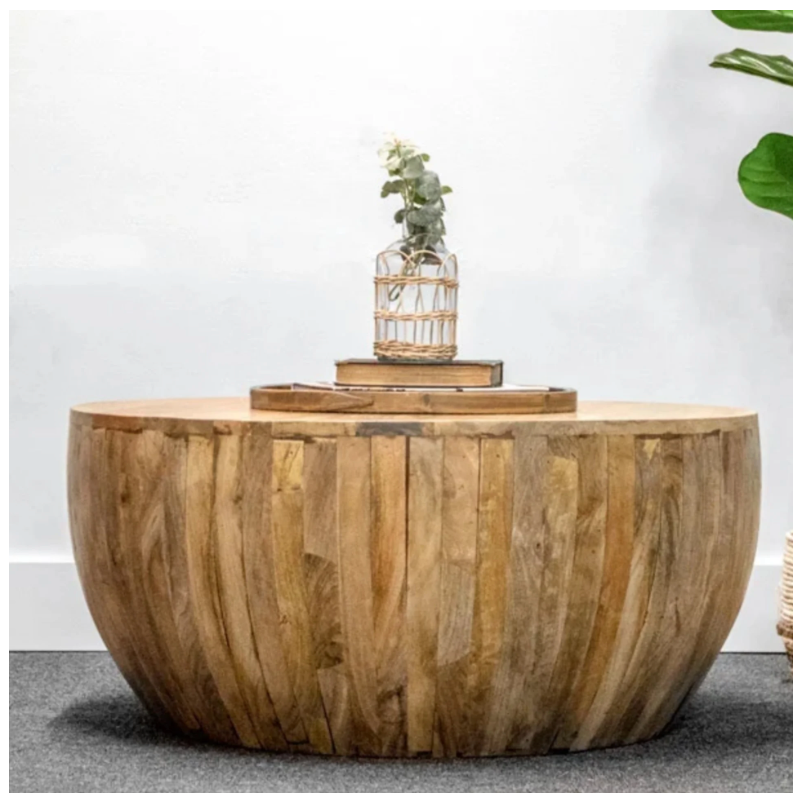 Mango Wood Drum Coffee Table