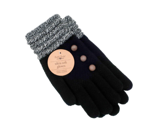 Britt's Knits Grey-Black Knitted Gloves