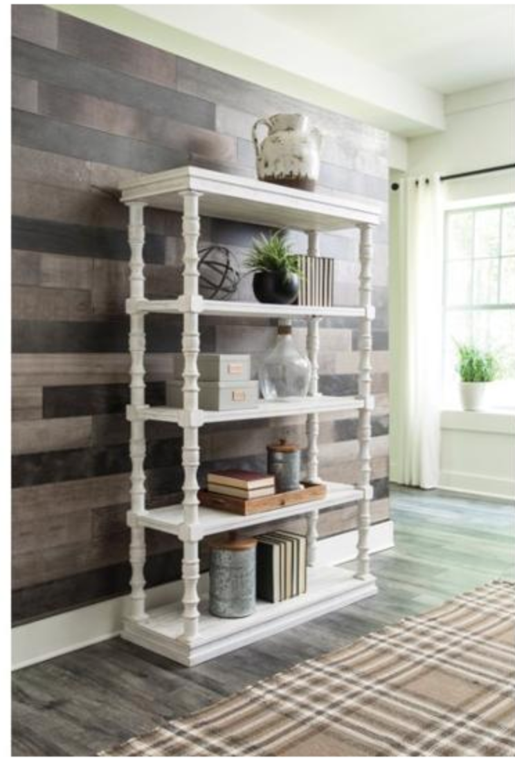 4-Tier White Wood Bookcase, 74.13"