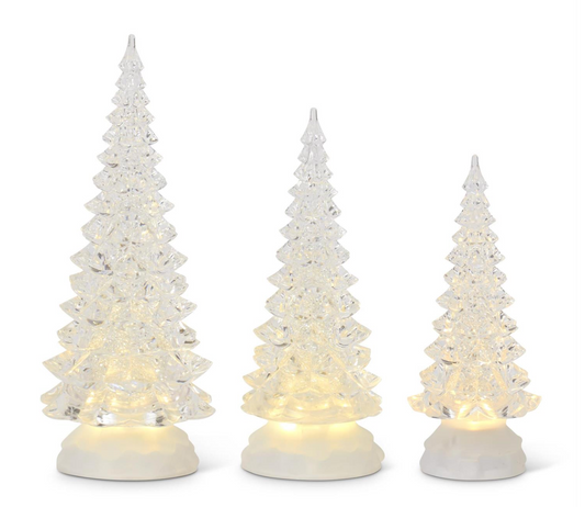 Clear Acrylic LED Tree w/Silver Swirling