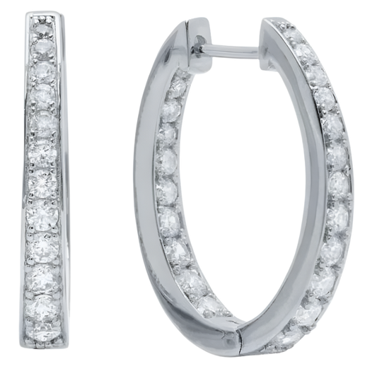 Inside Out Huggie Hoop Earrings in Silver Cz