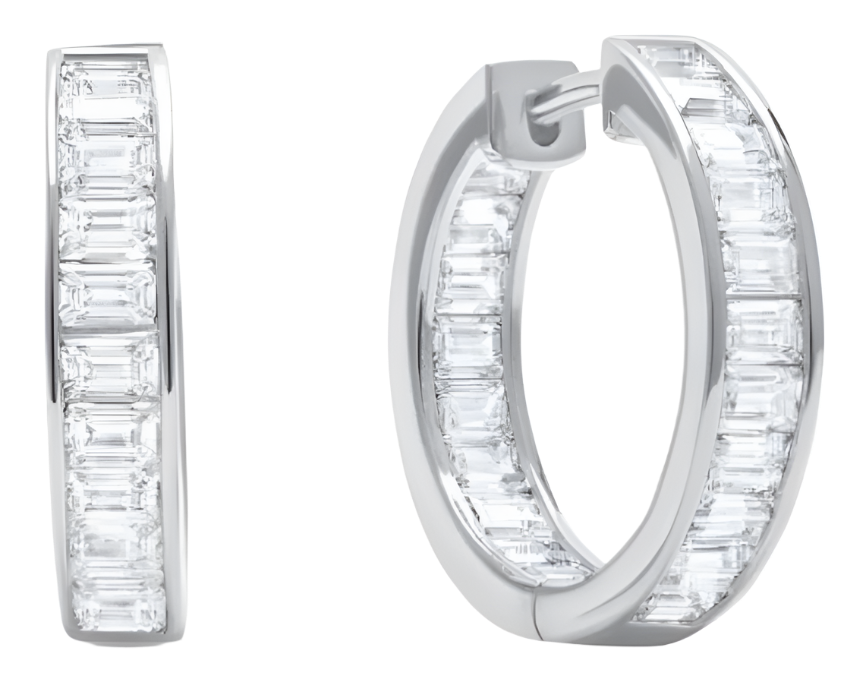 Cubic Zirconia Hoop Earrings in Platinum