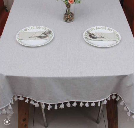 100% Cotton Table Cover with Knotted Fringes