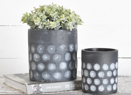 Large Black Pot with Polka Dot Planter