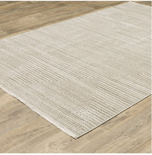 Beige Striped Area Rug 5’3” x 7’6”Rectangle -MSRP $509