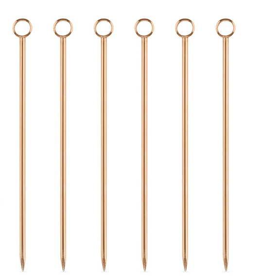 i Copper Cocktail Picks, Set of 6 Stainless Steel Drink Picks, Barware Accessories, 4.25″
