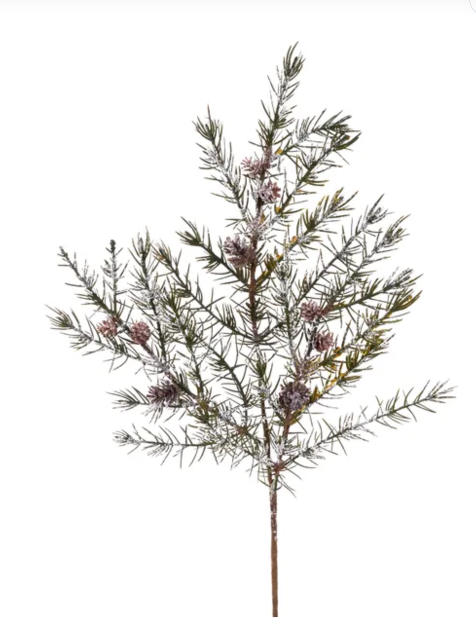 26"L Alpine/PineCones  Spray W/Snow