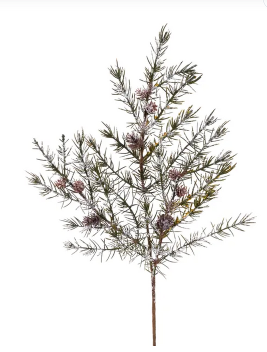 26"L Alpine/PineCones  Spray W/Snow