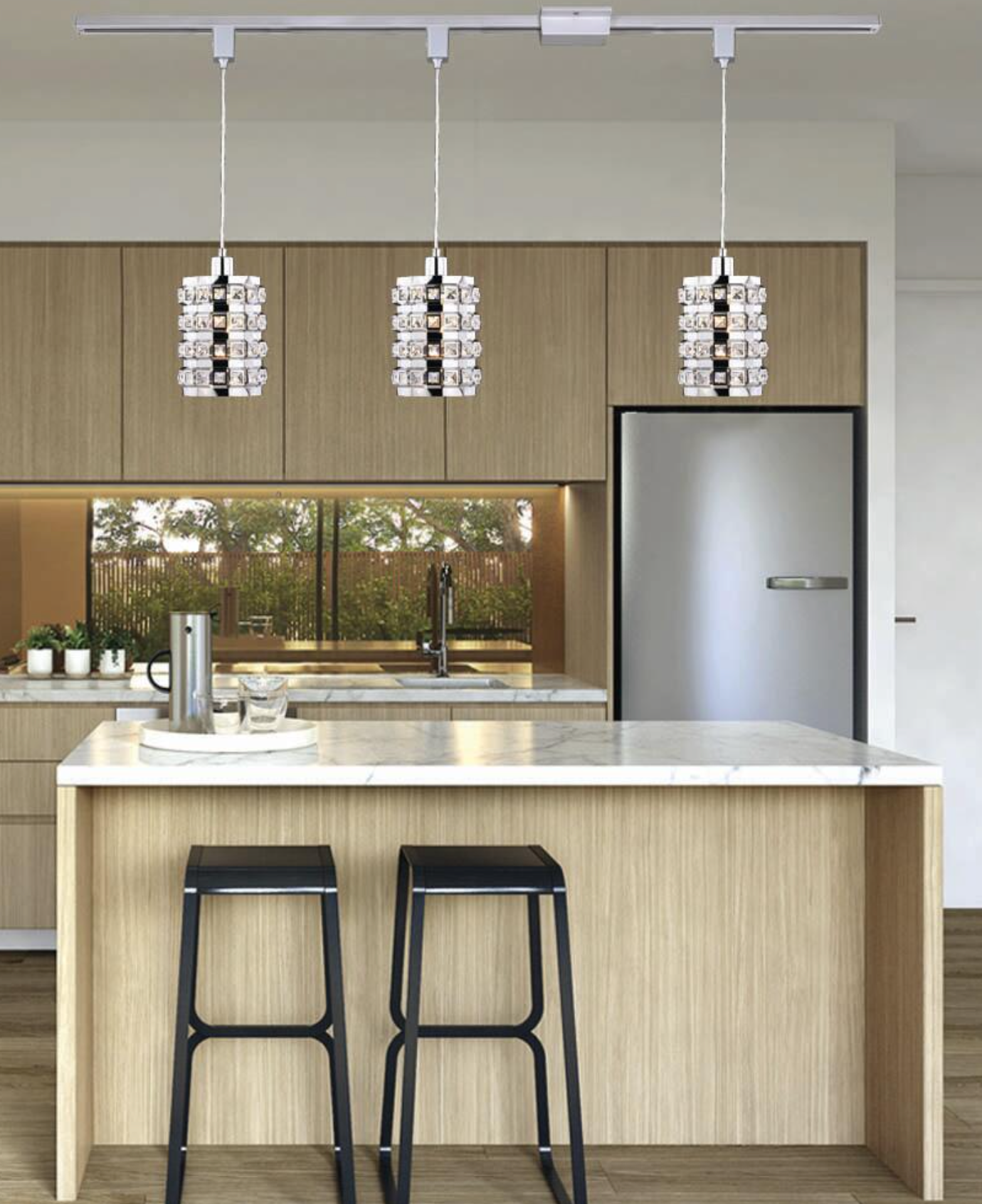 Chrome 1-Light Track or Mini Pendant Adjustable Height Lighting Pendant