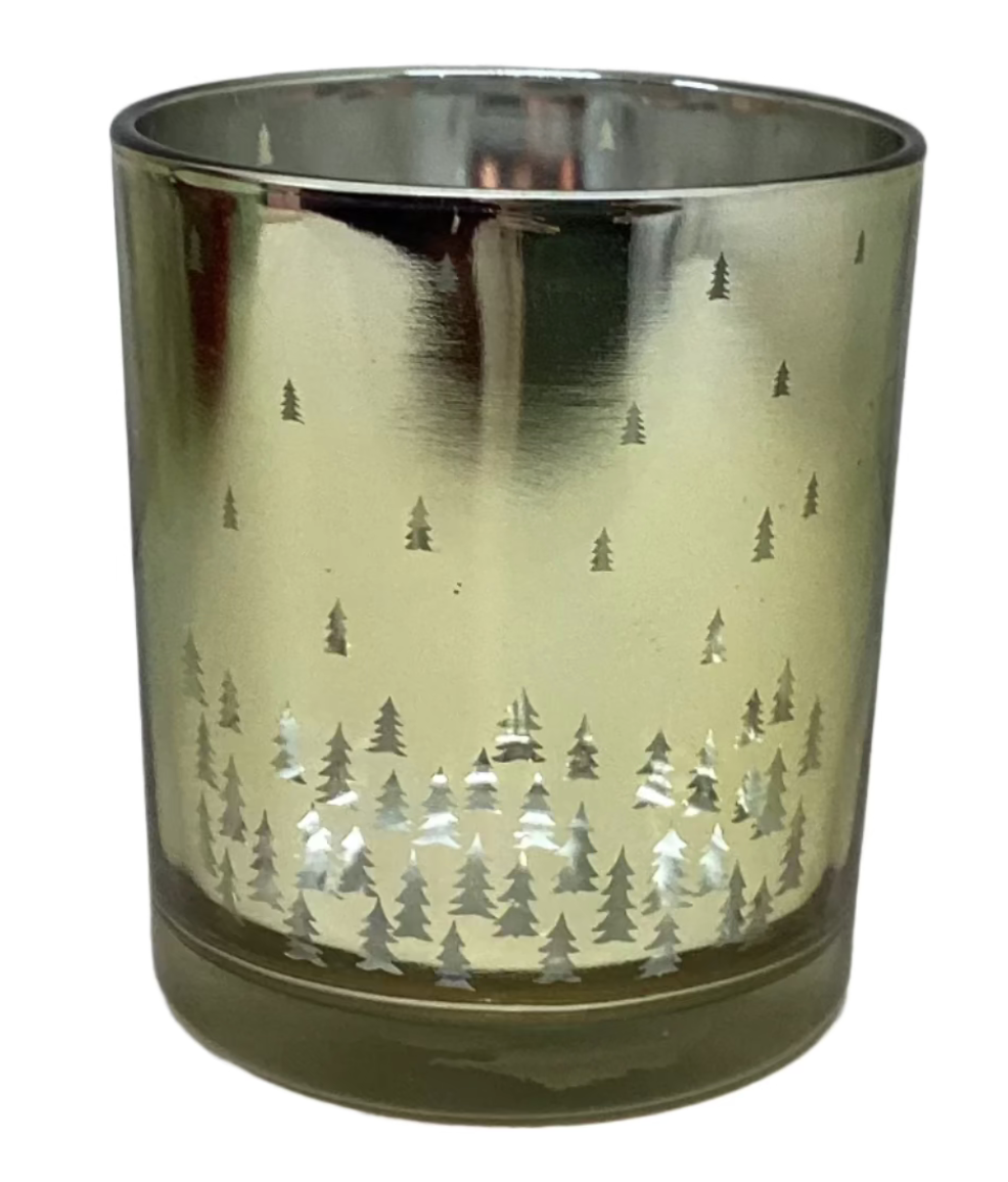 Golden Candle Holder W/Transparent Trees