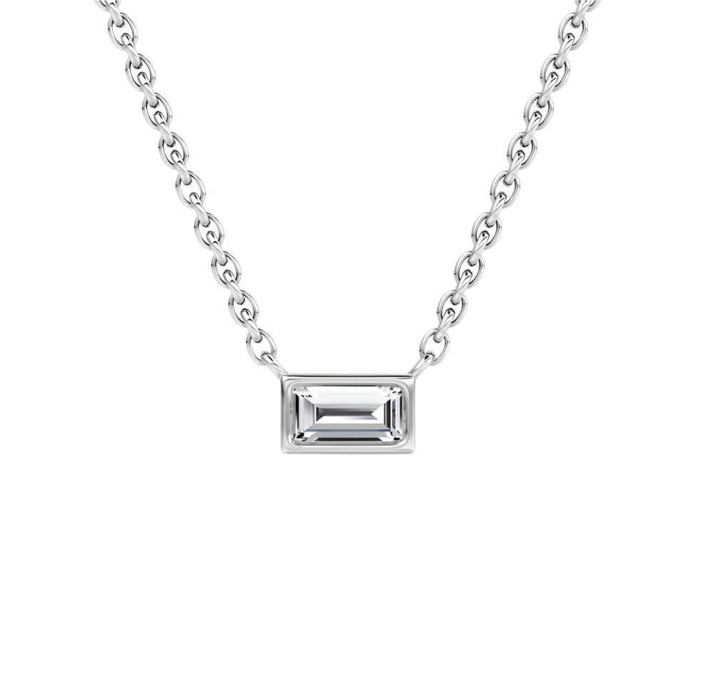 0.40 CTTW BAGUETTE BEZEL NECKLACE