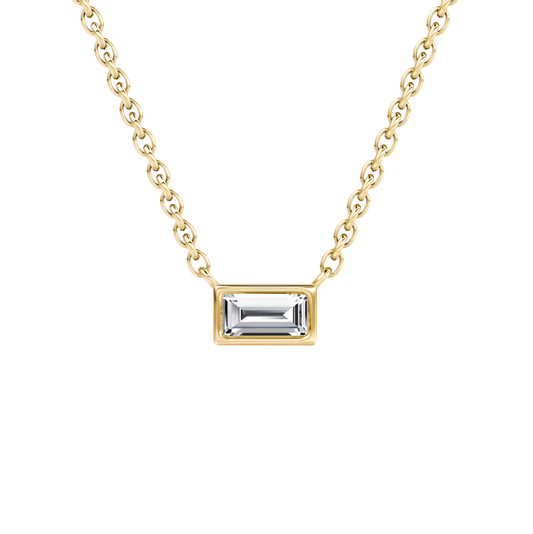 0.40 CTTW BAGUETTE BEZEL NECKLACE