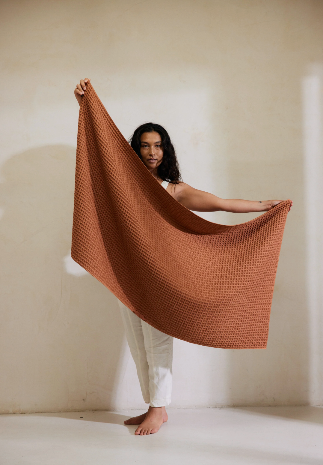 Clay Waffle Bath Towel