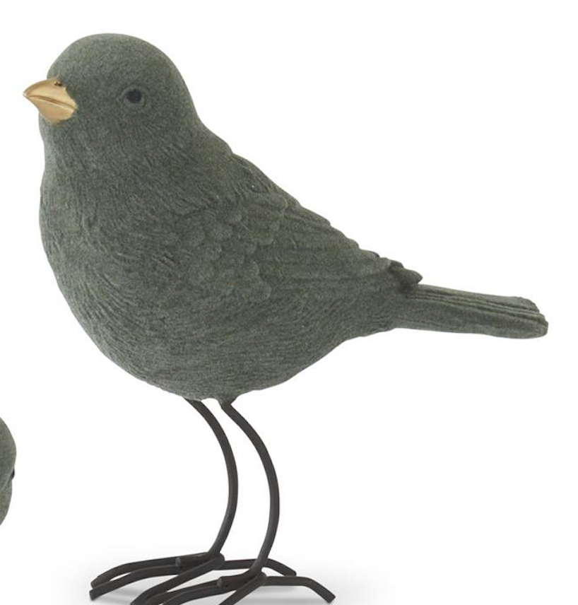 Assorted Green Velvet Birds w/Gold Beaks