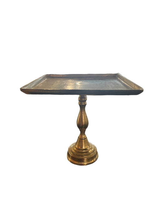 14" Silver Raw Pedestal Tray