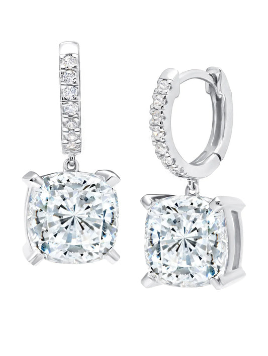 Cushion-Cut Earrings in Sterling Silver