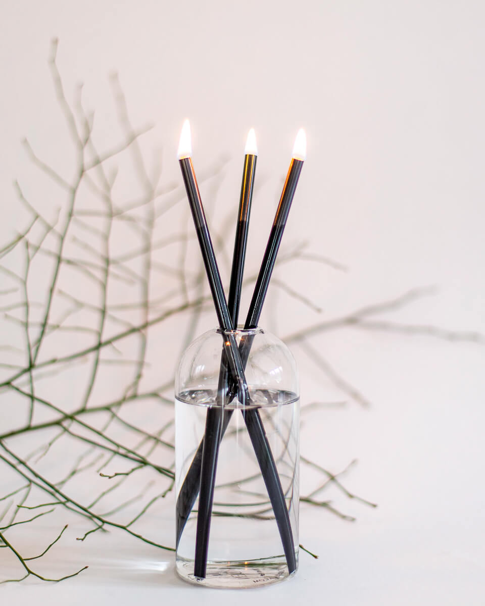 Black Everlasting Candles- 3 Candle Sticks