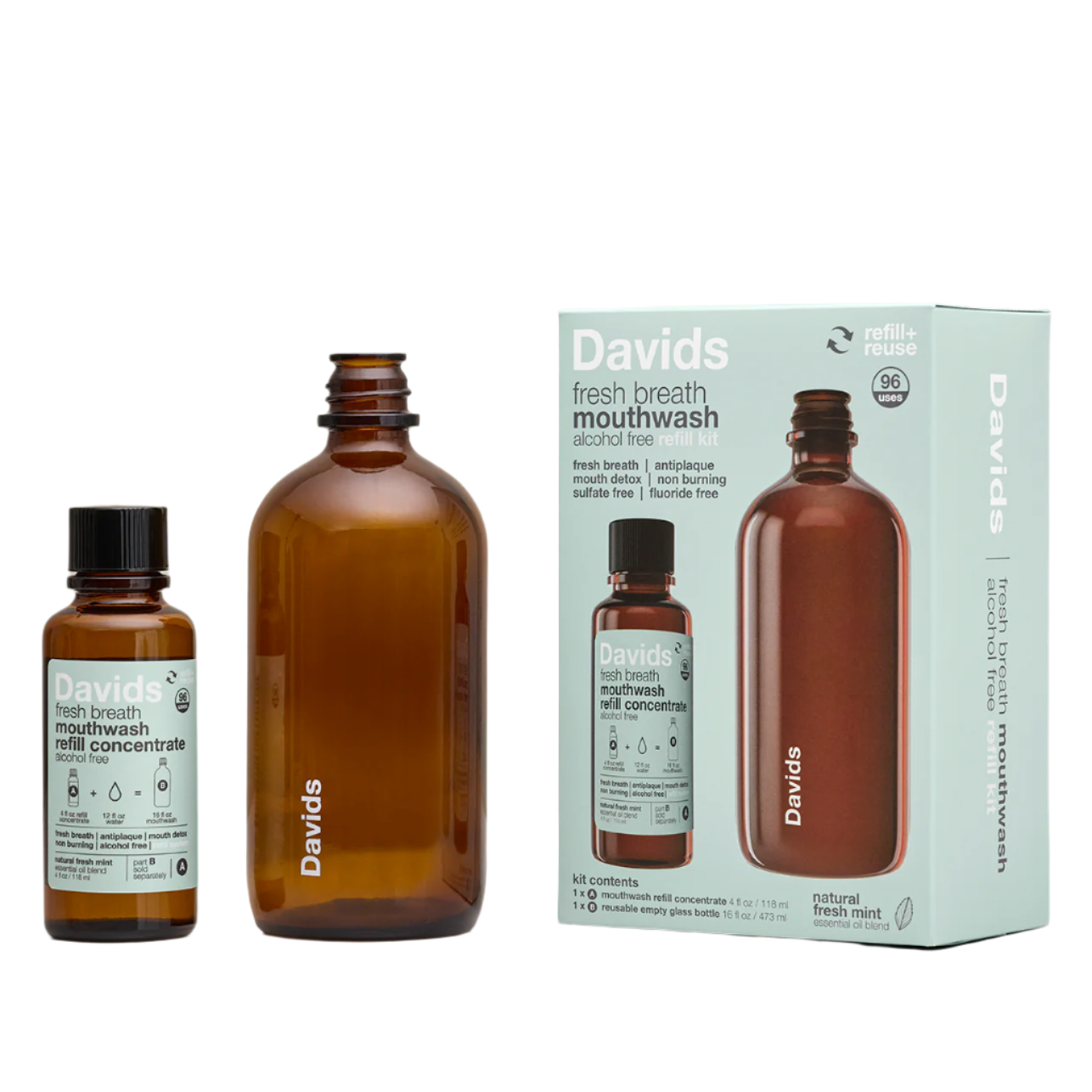*Refill Concentrate* Davids Hydroxi™ Fresh Breath Mouthwash - Natural Fresh Mint