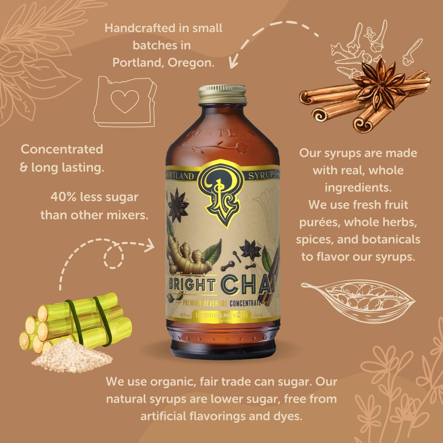 Bright Chai Syrup 12. oz - Cocktail | Mocktail | Coffee Drinks