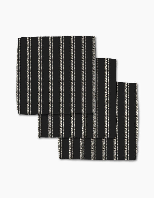 Zebra Pin Stripe Black Dishcloth - Pack of 3