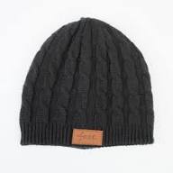 Christa Faith Leather Patch Winter Beanie Black