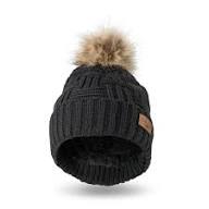 Simple Black Cable Knit Pom Pom Beanie