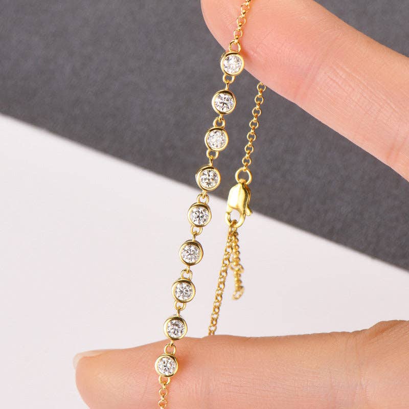 Moissanite Stacking Wedding Bracelet in 925 Sterling Silver: Gold