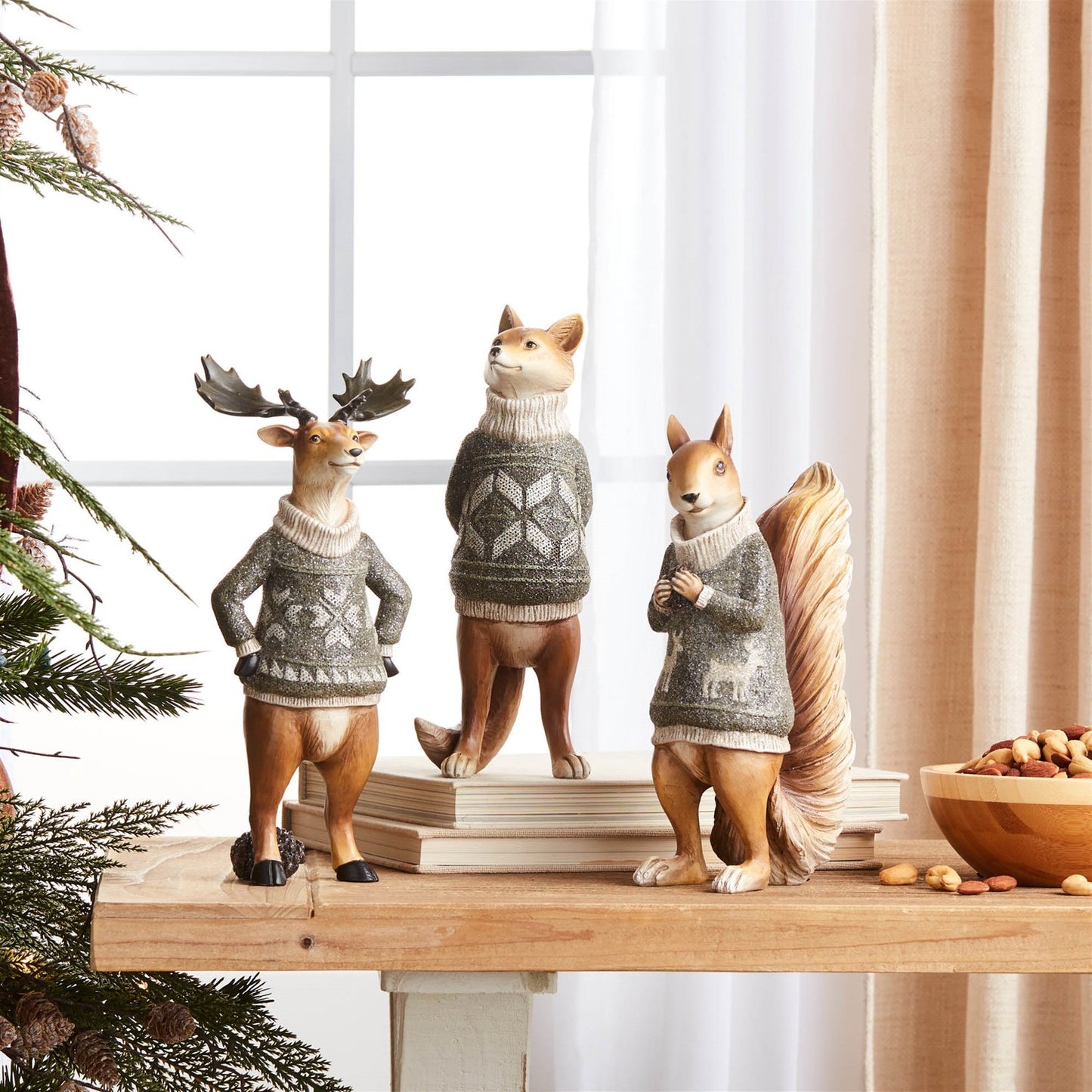 Winter Animal with Sweater Christmas Figurine Decorations - 12"