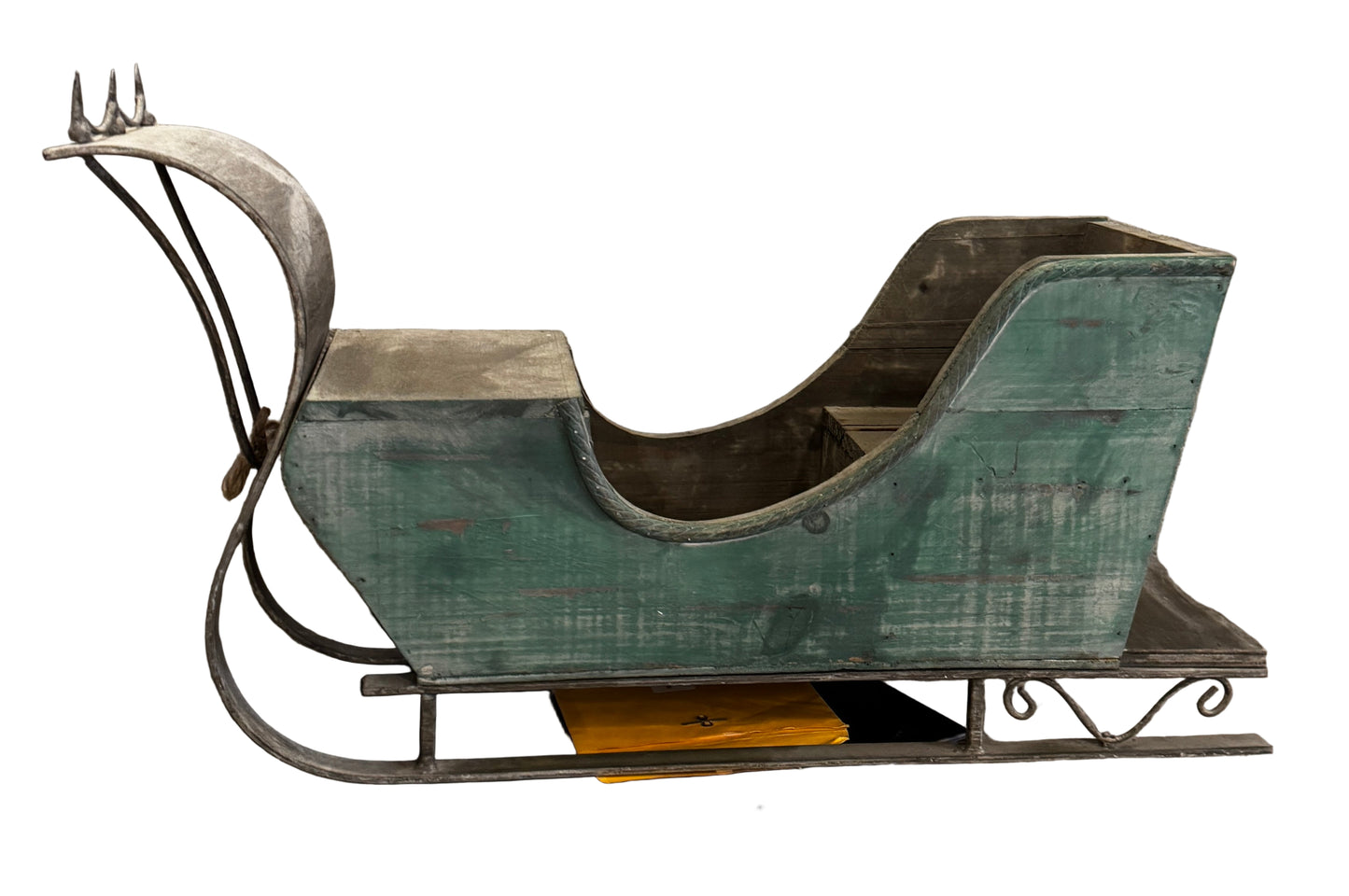 Rustic Wooden and Metal Sleigh |Green