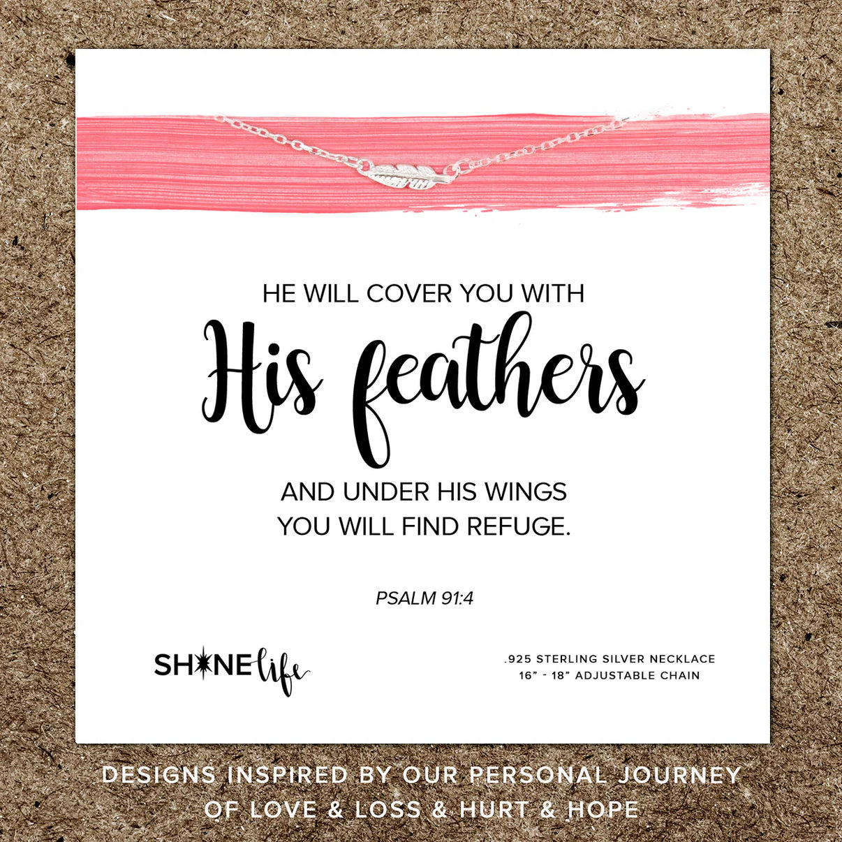 He Will Cover You With His Feathers Necklace- Silver