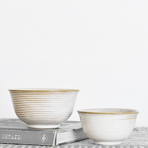 White Stripe Ceramic Bowl