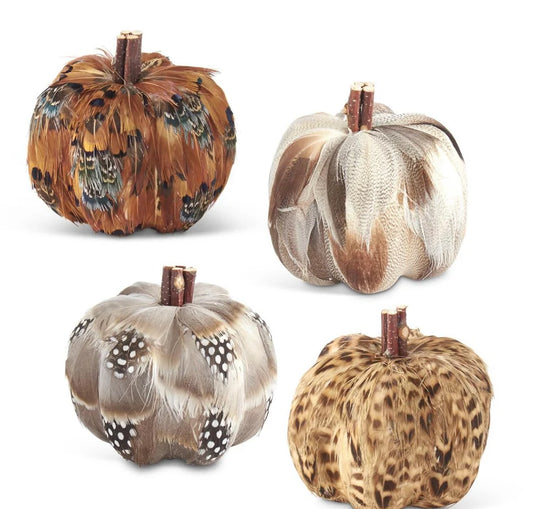 3.25" Assorted Feather Pumpkins