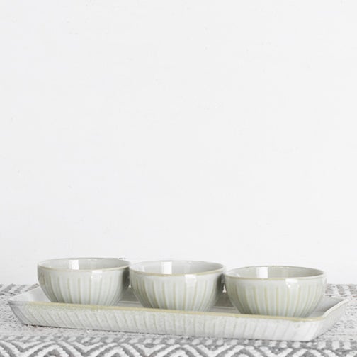 Ceramic 3 Bowl and Tray Set