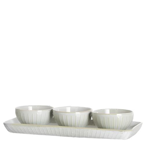 Ceramic 3 Bowl and Tray Set