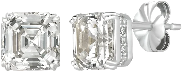 Crislu Cubic Zirconia Square Stud Earrings in Sterling