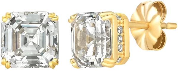 Crislu Cubic Zirconia Square Stud Earrings in Sterling