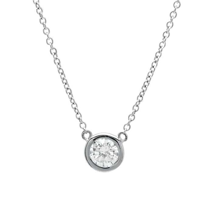 0.50 CTTW Crislu Cubic Zirconia Bezel Pendant Necklace in Platinum