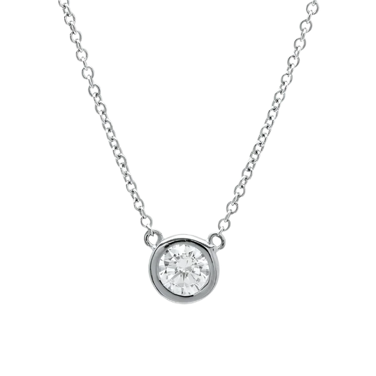 0.50 CTTW Crislu Cubic Zirconia Bezel Pendant Necklace in Platinum