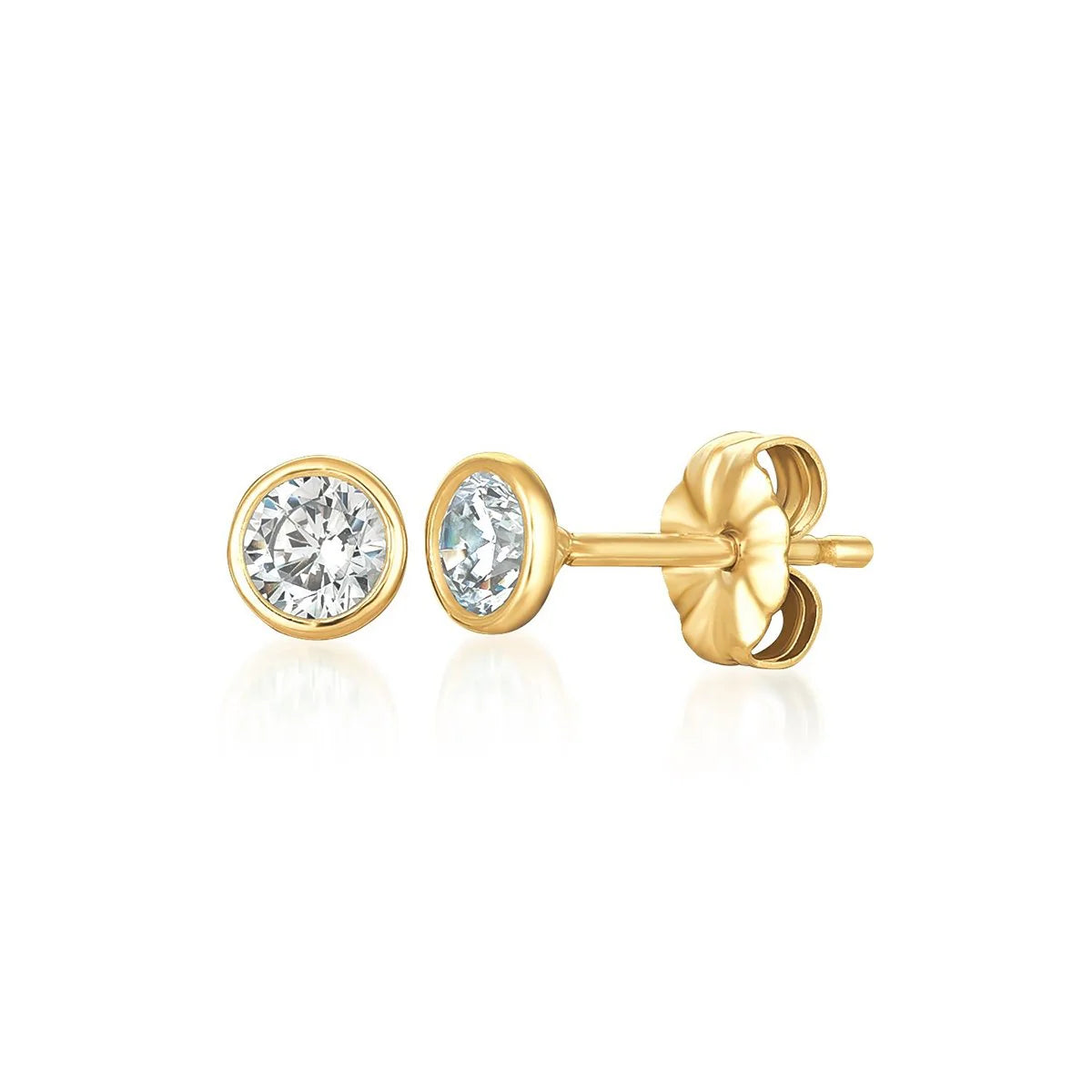 Cubic Zirconia Bezel Stud Earrings in Platinum